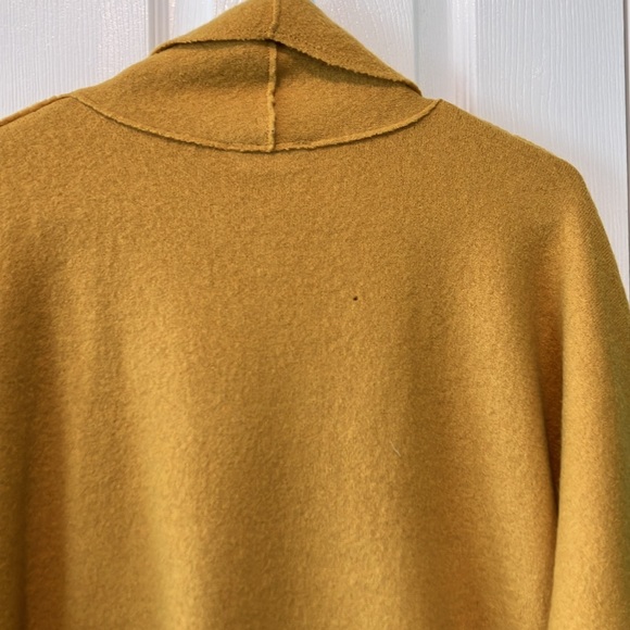 Eileen fisher Women's XL Mustard Yellow Sweater long boiled wool kimono coat - Picture 8 of 11